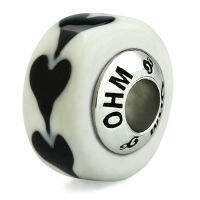 บีดแก้ว มูราโน่ Black Heart OHM Murano Glass Bead Charm