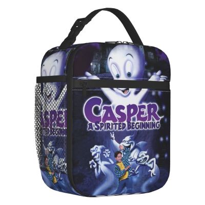 ✁ Scary Casper Movie Film Insulated Lunch Bags for Outdoor Picnic Resuable Cooler Thermal Bento Box Women Children