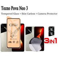 ฟิล์มนิ่มสีประกายหิมะเซรามิก Tecno Pova Neo 3สำหรับ Tecno Pova Neo3 2 Pova 5 4 Pro 3 3 3 In 1ปกป้องหน้าจอและฟิล์มด้านหลังเลนส์กล้องถ่ายรูป