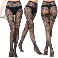 ผู้หญิง Fishnet Body ถุงน่องเซ็กซี่ Pantyhose Gothic Tights กับ Jacquard พิมพ์ถุงน่องเซ็กซี่ Punk ตาข่ายร้านขายชุดชั้นในเร้าอารมณ์