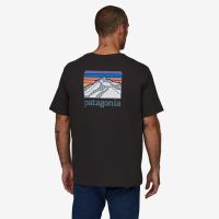 เสื้อยืดลายกราฟฟิคผู้ชายแฟชั่น Patagonia เสื้อยืดคอกลมผ้าฝ้ายแขนสั้นลำลอง