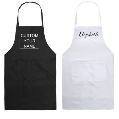 Personalised Apron Unisex Work Kitchen Waiter Apron Cooking Baking Restaurant Aprons With Pockets Print Logo  Work Apron Aprons
