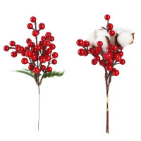 [MeiBoAll] 27ซม. 1ชิ้นดอกไม้ประดิษฐ์เทียมสวนแต่งงานตกแต่งบ้านสำนักงานคริสต์มาสจำลองผลไม้สีแดงเบอร์รี่