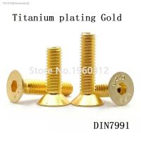 ▲◐ 5-10Pcs DIN7991 M2 M2.5 M3 M4 M5 Countersunk Flat Head Hex Hexagon Socket Screws Alloy Steel Titanium Plating Gold Screw