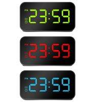 LED Digital Voice Control Alarm Clock Dual USB Powered Easy Snooze Brightness Adjustment Battery Backup Bedside Clock