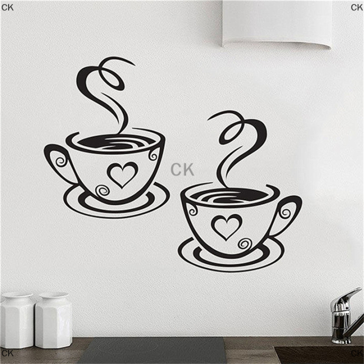 ck-ถ้วยกาแฟคาเฟ่ชาสติ๊กเกอร์ติดผนังรูปลอกศิลปะไวนิลตกแต่งห้องครัวร้านอาหารผับ