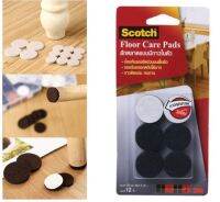 3M Scotch®สก๊อตซ์ Floor Care Pads สักหลาดแบบมีกาวในตัว ที่ติดขาเก้าอี้ ติดขาโต๊ะ ขนาด34มม.หนา5มม.บรรจุ 12 ชิ้น