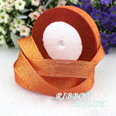 (25 yardsroll) 1 (25mm) Orange Red Metallic Glitter Ribbon Colorful gift package ribbons wholesale