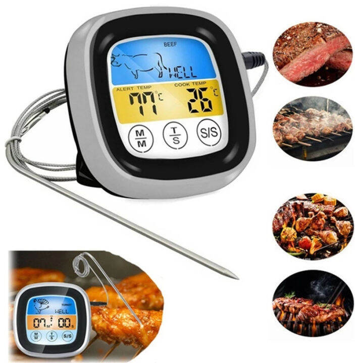 เครื่องวัดอุณหภูมิเตาอบเครื่องวัดอุณหภูมิในครัว-core-temperature-probe-digital-alarm-meat-lcd-digital-food-cooking