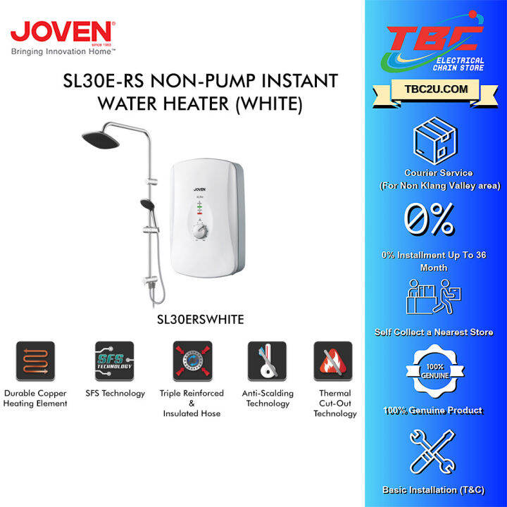 JOVEN NON-PUMP INSTANT WATER HEATER WITH RAIN SHOWER | SL30E-RS (WHITE ...