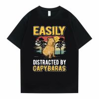 Easily Distracted By Capybaras Graphic Print Tshirt Mens Loose