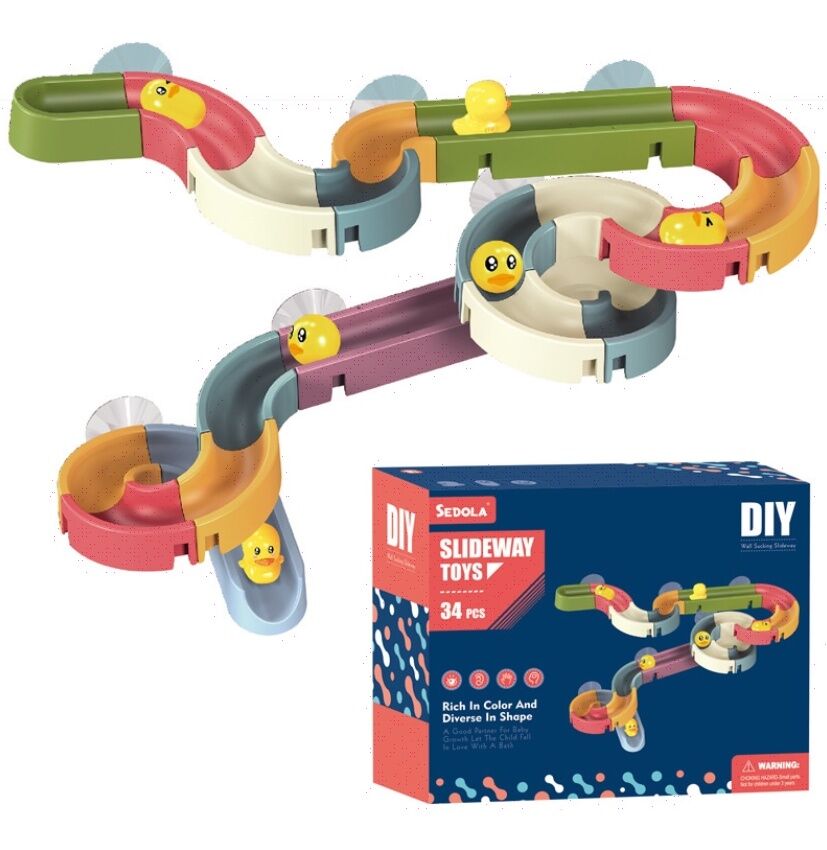 Baby Ball Track Toys Building Block Wall Duck Bath Toys Water Kids Educational Toys