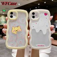 เคส WFCase สำหรับ iPhone 15 14 13 12 11 Pro Max Plus Mini 7 X XS XR XS MAX เค้กมินิมอลและหมี2 In 1เคสโทรศัพท์ลายคลื่นขนาดใหญ่ปกป้องเต็มรูปแบบฝาครอบเคส