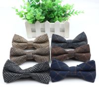 ♧ Gentlemen Cotton Bowtie Wedding Business Bow Tie For Man England Plaid Striped Dark Color Neck Ties Women Skinny Gravatas Cravat