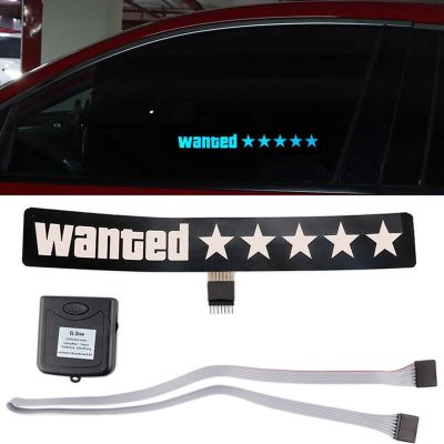 Windshield Electric 5 Star Wanted Car LED Light Up Window Stickers for JDM Glow Panel Decoration Accessories