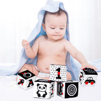 Soft Black and White Baby Blocks High Contrast Squeeze Building Blocks Soft Stacking Baby Toys for Infants Early Educational Toy