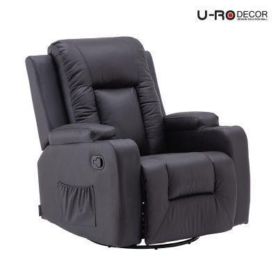 U-RO DECOR รุ่น ANDORA-R (แอนโดรา-อาร์) สีดำ เก้าอี้นวดหนังแท้ปรับนอนได้ massage recliner chair/ Sofa เก้าอี้พักผ่อน, เก้าอี้หนัง, อาร์มแชร์, เก้าอี้