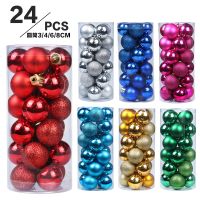 [COD] decorations 3/4/6/8cm 24pcs ball set colored plastic plating tree pendant