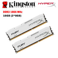 หน่วยความจำ RAM DDR3 16GB (2X8GB) 1866MHz 1.5V สำหรับ PC หน่วยความจำแบบ HyperX FURY Garming เดสก์ท็อปหน่วยความจำ240พินโมดูลหน่วยความจำ PC3-14900มม. สีขาว