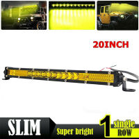 MLE Car Light ไฟติดรถยนต์  Yellow Ultra Slim 20 200w Single Row LED Work Light Bar Offroad Truck Amber