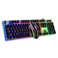 T6 Wired Gaming Keyboards 104 Keys Rainbow Backlight USB Ergonomic Mechanical Keyboard And Mouse Set For Laptop PC Gamer Office