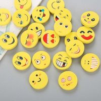 33pcs Round Shape Smiling Face Rubber Earsers School Stationery Novelty Pencil Eraser Office Accessories Kids Learning Supplies Pencil Cases Boxes