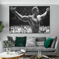 สร้างแรงบันดาลใจเพาะกาย Arnold Schwarzenegger Portrait ผ้าใบพิมพ์สำหรับ Gym Room Wall Decor