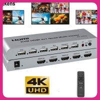 4K KVM HDMI 4X1 Quad Multi-Viewer 4 In 1 Out วิดีโอประมวลผลหน้าจอ Multviewer ไร้รอยต่อสวิตช์สนับสนุน USB เมาส์และคีย์บอร์ด4ชิ้น