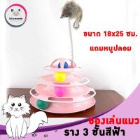 Cat Accessories ของเล่นแมว รางพลาสติคมีลูกบอลของเล่นให้แมวเขี่ย ลูกบอลพลาสติกราง3ชั้น รุ่น v62 แถมหนูปลอมติดสปริง ให้น่าเล่นมากขึ้น มีให้เลือก 3สี