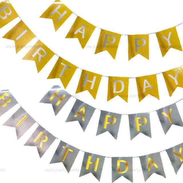 Metallic Silver Happy Birthday Banderitas (Large) Party Decor | Lazada PH