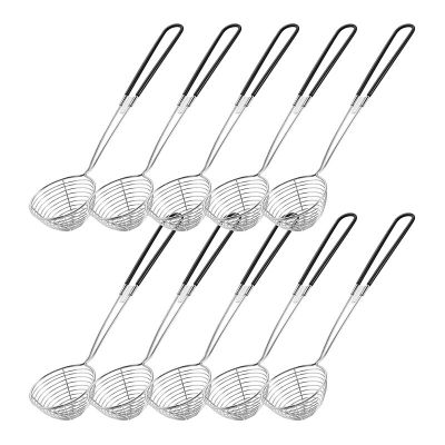 Stainless Steel Colander Sieve Wire Skimmer Spoon with Handle for Hot Pot Eating Soup Draining and Pearl Food(10 Pieces) Colanders Food Strainers