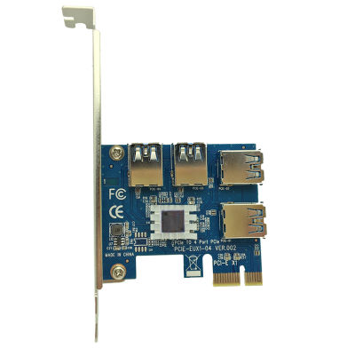 NEW PCIe 1 to 4 PCIe 16X Riser Card PCI-E 1X to 4 USB 3.0 PCI-E Riser Adapter Port Multiplier Card for BTC Bitcoin Miner Mining