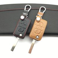 ♙ஐↂ 2018 Hot Sale Key fob 100 genuine leather case cover skin shell cover For Peugeot 1007 807 4 Buttons Fold Key Protective shell