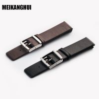 （Bar watchband）MEIHANGHUI สายนาฬิกาหนังสายนาฬิกาข้อมือดำสีน้ำตาลเข้ม,16มม. 18มม. 20มม. 22มม. 24มม. หัวเข็มขัดหมุดขัดเงาสายสำรอง