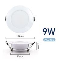 สปอตไลท์ติดเพดานไฟดาวน์ไลท์ LED,โคมไฟเพดานกลม AC 220V 3W 5W 7W 9W 12W 15W สำหรับห้องนั่งเล่นห้องครัวเพดานห้องน้ำ