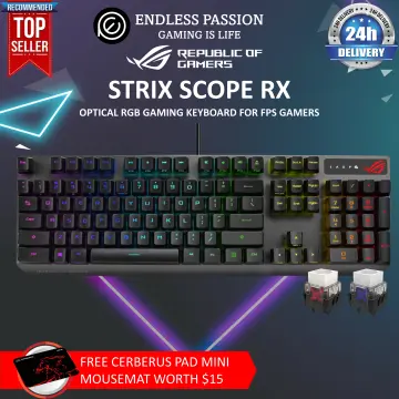  Buy ASUS Mechanical Gaming Keyboard - ROG Strix Scope RX, Optical Mechanical Switches, USB 2.0 Passthrough, 2X Wider Ctrl Key for  Greater FPS Precision