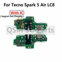 สำหรับ Tecno Spark 5 LC8อากาศ USB ชาร์จพอร์ตบอร์ดซ็อกเก็ตเสียบแท่นเสียบหูฟังสายเคเบิลงอได้สายเชื่อมต่อสัญญาณ