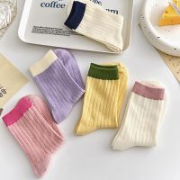 Women Candy Color Cotton Long Socks Girls Fashion Harajuku Winter Loose Socks Korean Lovely Striped Sox Cute Christmas Gift