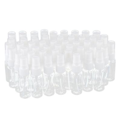 50-pack Empty Clear Plastic Fine Mist Spray Bottles with Microfiber Cleaning Cloth, 20ml Refillable Container Perfect for Cleaning Solutions, Oils, Air Freshener, Toner and More
