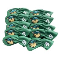 【2023】10Pcsset Green PU Golf Iron Covers Set Golf Club Head Cover Fit Most Irons Malbon Golf 456789PASX Golf Accessory