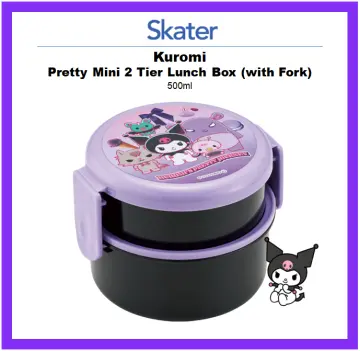 Skater Kuromi 2-Layered Round Bento Lunch Box with Fork