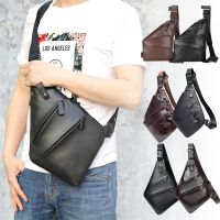 【CW】 DIENQI Leather Front Man Holder Messenger Cowhide Sling Male Chest 2021 New