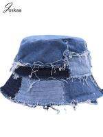 Joskaa Unique Beggar Y2K Denim Patchwork Fisherman Hat 2023 Fashion Holiday Casual Contrast Color Street Bucket Hats Summer