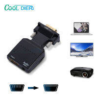 COOLJIER VGA to HDMI-compatible Converter with Audio Adapter Cables P For HD Monitor Projector PC Laptop -Box