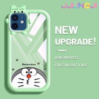 Jlingji เคสสำหรับ iPhone 12 iPhone 12 Pro Max เคสลายการ์ตูนโดราเอมอนสีสันสดใสน่ารักกล้องมอนสเตอร์น้อยนิ่มสำหรับเลนส์กันกระแทกแบบใสเคสมือถือป้องกันซิลิโคนเรียบง่ายปลอกปลอกความคิดสร้างสรรค์โปร่งใส