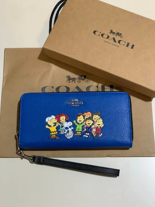 Sale! COACH X PEANUTS LONG ZIP AROUND WALLET WITH SNOOPY AND FRIENDS-Vivid  Blue | Lazada PH