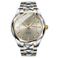 ⌚Reloj Mujer นาฬิกาคู่รักทองธุรกิจสำหรับผู้ชายผู้หญิงนาฬิกาข้อมือโลหะกันน้ำไม่ขึ้นสนิม