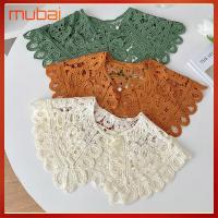 MUBAI ถักนิตติ้ง ปกเสื้อปลอม โครเชต์ถักโครเชต์ สีทึบทึบ อุปกรณ์เสริมเสื้อผ้า แฟชั่นสำหรับผู้หญิง ผ้าคลุมไหล่แบบกลวง เสื้อเบลาส์