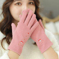 【cw】 Cationic s Womens Autumn and Winter Fleece-Lined Warm Korean-Style Cute Outdoor Cycling Touch Screen Cold-Proof s