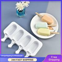 3/4 Cell Ice Cream Silicone Mold Rhombus Popsicle Maker Love Stripes Ice Block Tray Mold DIY Dessert Chocolate Making Tools Ice Maker Ice Cream Moulds